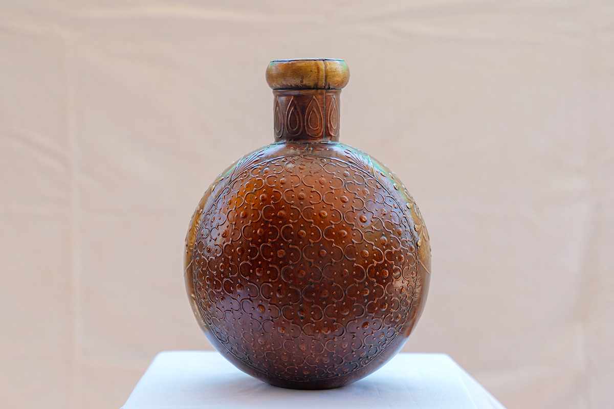 Handcrafted Embossed Wooden Vase (Desiner Pot) - Image 2