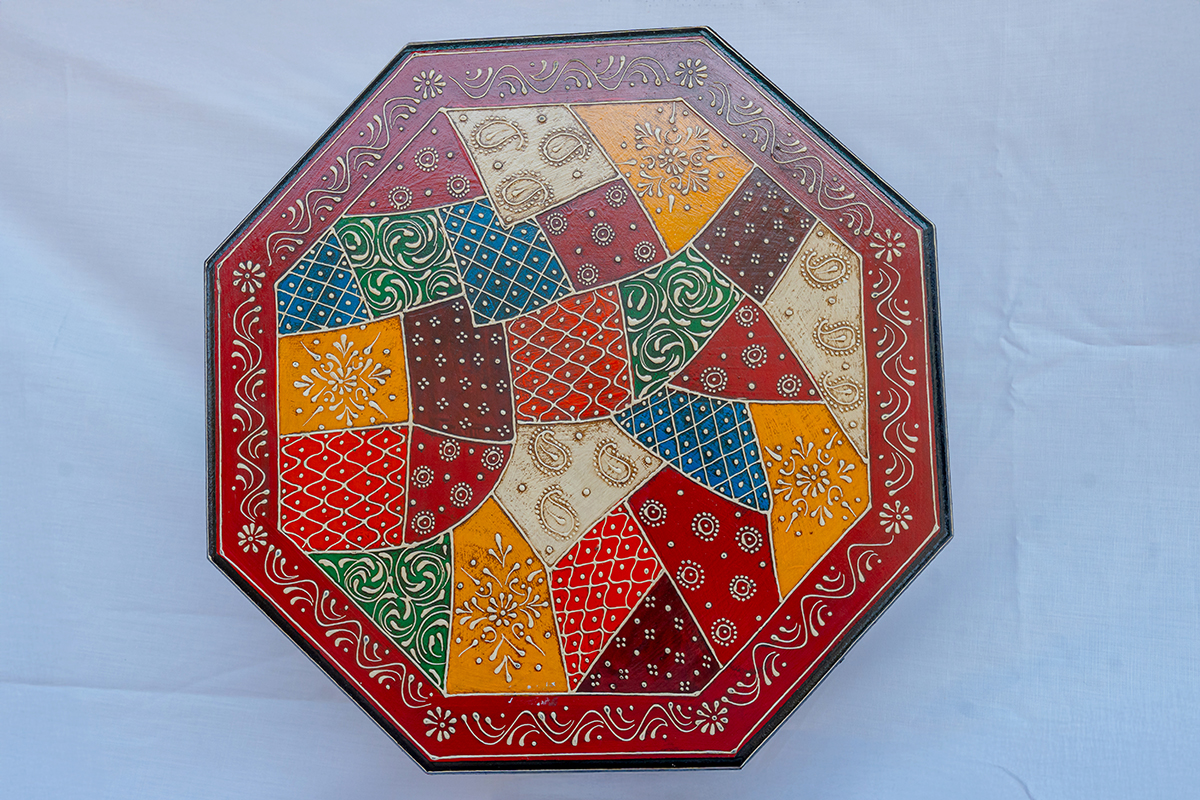 Hand-Painted Wooden Chowki Table (Bajat) - Image 2