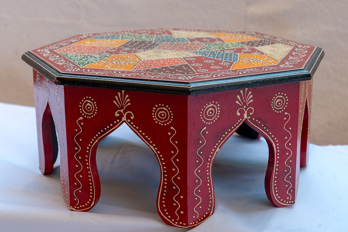 Hand-Painted Wooden Chowki Table (Bajat) - Image 3