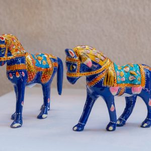 Hand-Painted Blue Horse Figurines (Horse)