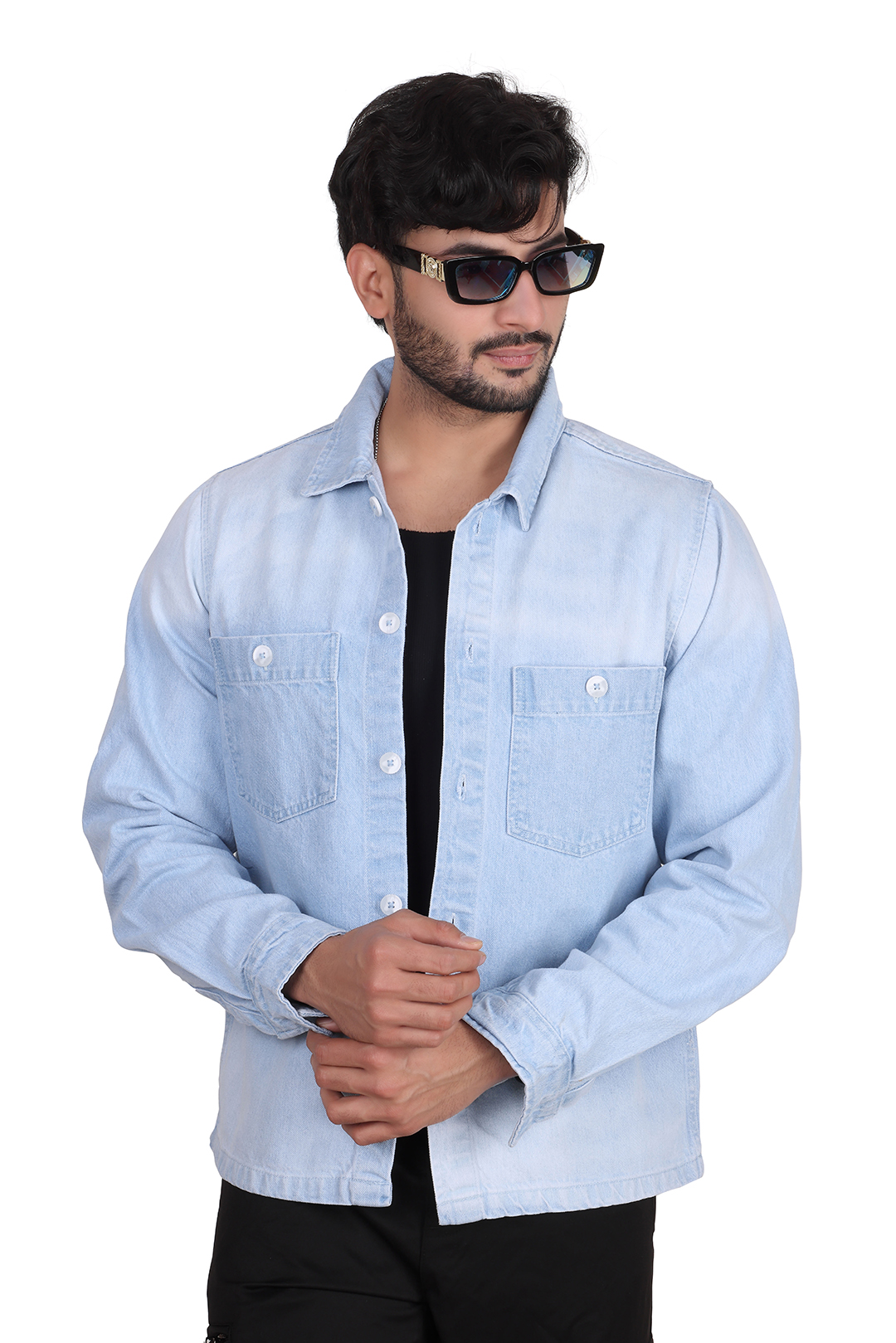 Saket – Premium Light Wash Denim Shirt - Image 3