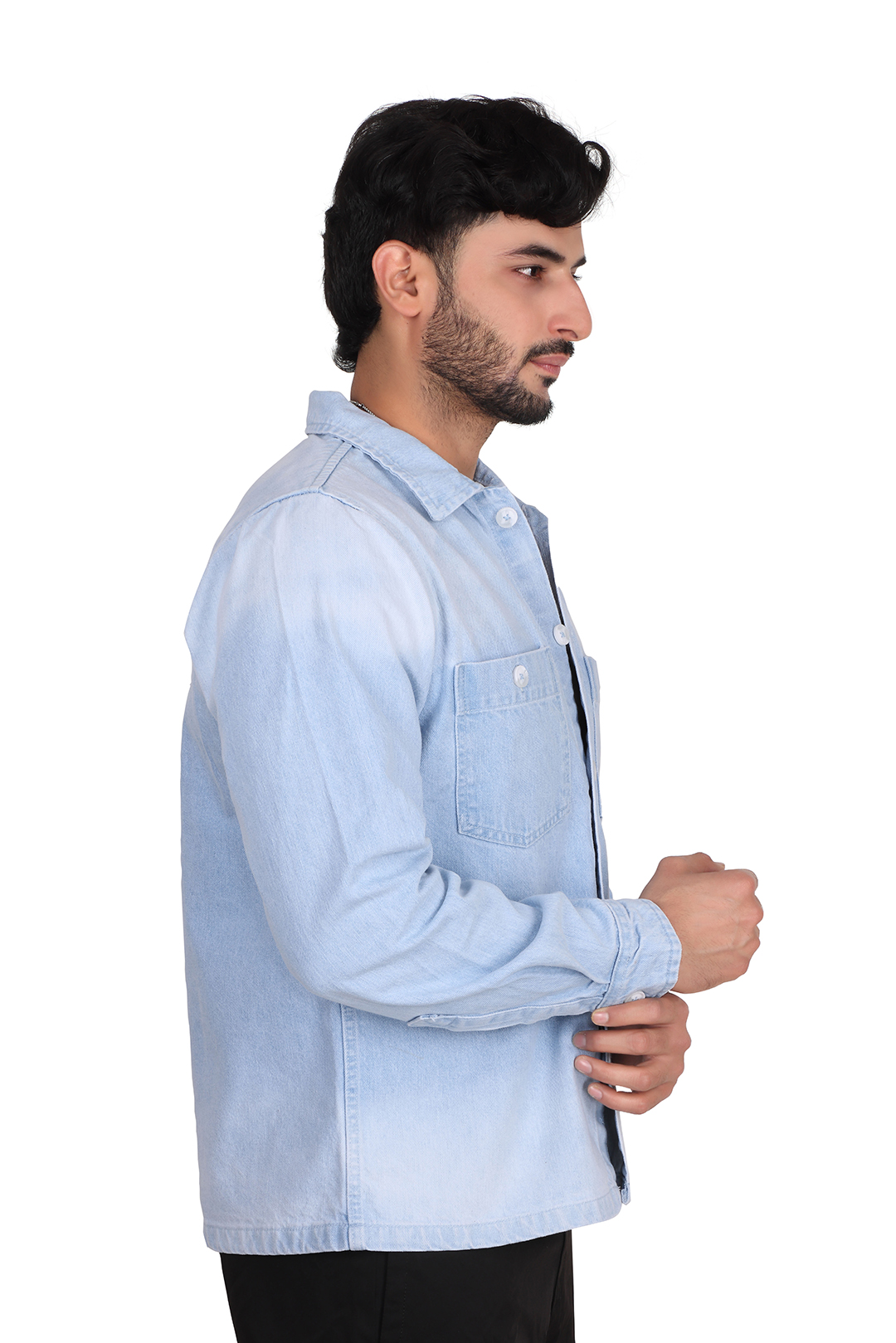 Saket – Premium Light Wash Denim Shirt - Image 4