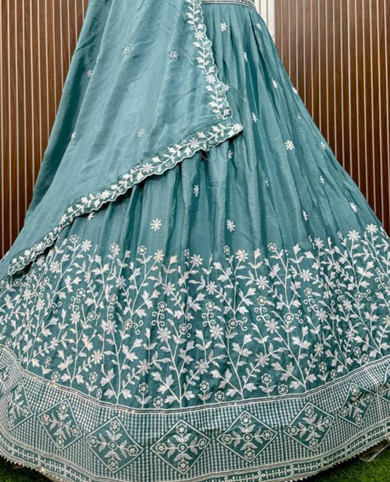 Elegant Chinos Fabric Anarkali with Resham Embroidery - Image 3