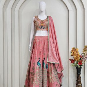 Elegant Pink Zardozi&Gota Patti Lehenga Set