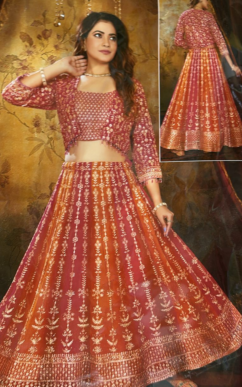 Designer Zorzat Lehenga with Smooth Golden Dori Work