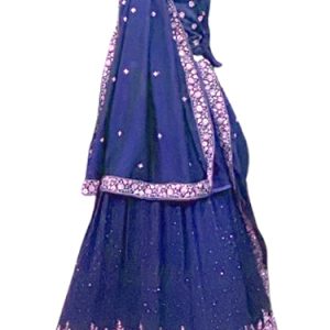 Royal Blue Vichitra Silk Lehenga with Golden Jerkan Work